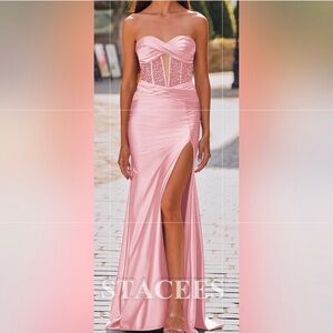 Elegant Backless Pink Evening Gown